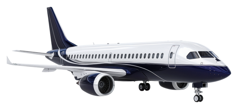 Private jet takeoff at airport high-quality clear view isolated on transparent background