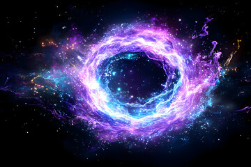Vibrant, swirling energy ring in cosmic space