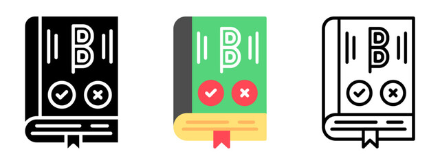 Book Icon, Collection of Line, Glyph and Flat Icon, Set of Line Glyph and Flat Icon