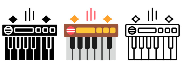 Obraz premium Keyboard Icon, Collection of Line, Glyph and Flat Icon, Set of Line Glyph and Flat Icon