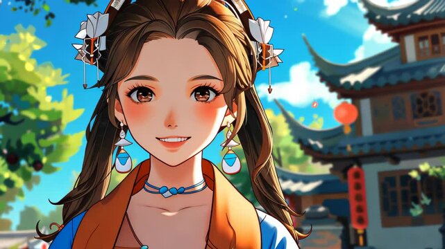 Stunning artwork showcasing the elegance of ancient royalty in vibrant, modern cartoon style. A true visual feast