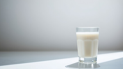 a glass of milk in a bright light