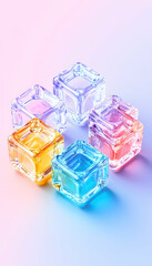 Pastel-colored translucent cubes arranged on a gradient background