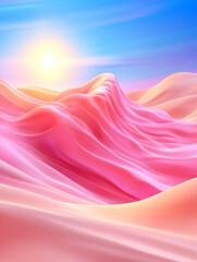 Fototapeta premium Pink surreal desert landscape at sunset