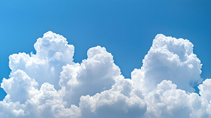 Naklejka premium Blue Sky With White Fluffy Cumulus Clouds Background On A Sunny Day