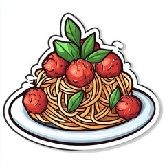 contour-cut sticker Pasta aesthetic quality of the beautiful, 3d rendering, design sticker, vector art sticker, high resolution, detailed, on white background generated AI