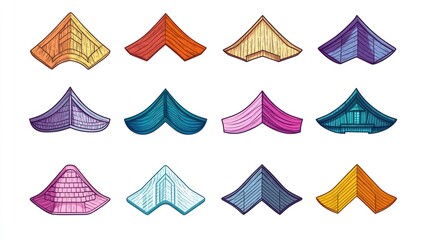 Colorful boat icons; various designs; illustration; website design