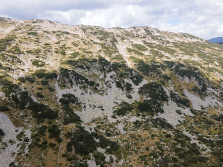 Aerial view of Rila mountain near Fish lakes, Bulgaria