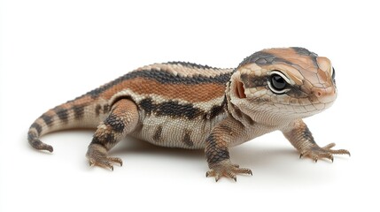 Obraz premium Young lizard on white background