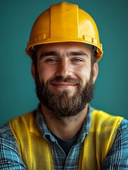 Construction Worker Portrait, Studio Shot