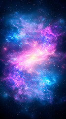 Obraz premium Vibrant nebula swirls in cosmic space, glowing with pink and blue hues