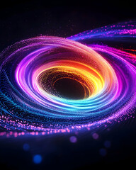 Fototapeta premium Vibrant swirling light trails forming a colorful vortex on a dark background