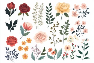 Floral classic seamless print featuring peonies, roses, aster flowers, and leaves in shabby chic style for use in backgrounds, patterns, and wallpaper