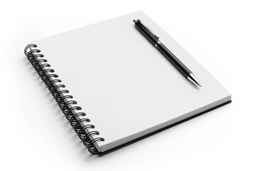 Blank notepad with black spiral binding and a pen resting on top ready for notes