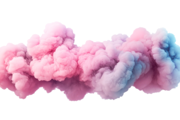 Cotton candy like pink blue cloud, dreamy sky effect, cut out transparent