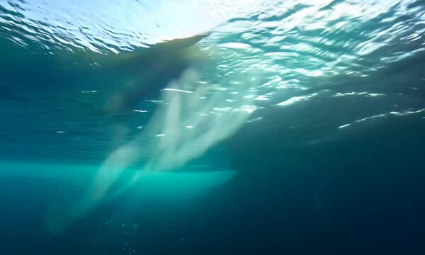 underwater view when the water waves come