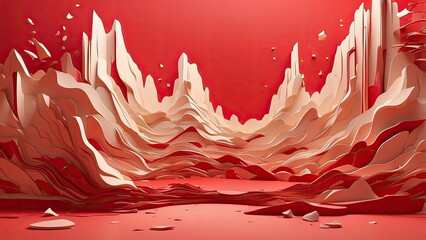 A vibrant, celebratory graphic featuring a gradient red background with scattered white and red maple leaves.