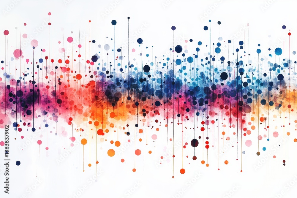 Poster Colorful dots and lines create a visually engaging texture suitable for graphic design projects on a white background