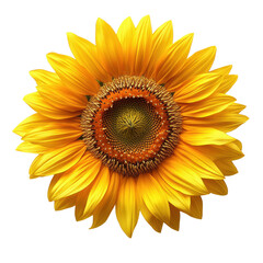 Fototapeta premium A bright yellow sunflower isolated on transparent background