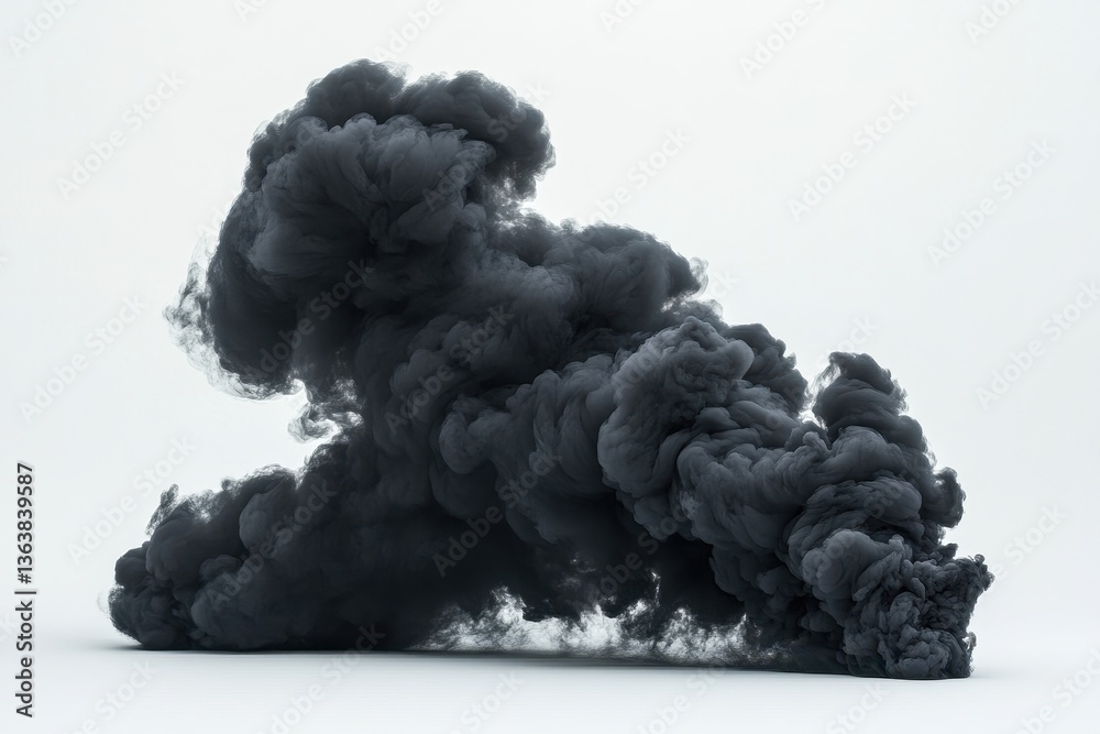 Aufkleber dramatic black smoke swirling in fluid motion against a white background showcasing its dynamic form