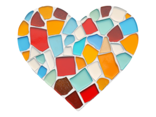 Colorful Mosaic Heart Shape Art for Home Decoration