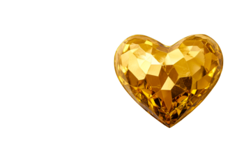 Gold Heart Shaped Ornament on Black Background, cut out transparent