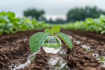 Soybean Sprout for Field, Growth, Reflection.