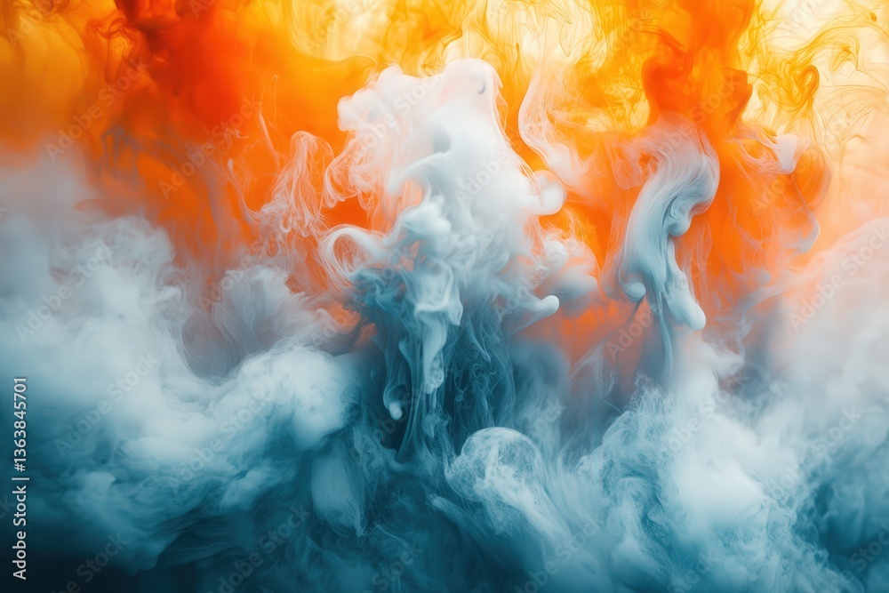 Poster vibrant smoke swirling in dynamic motion showcasing rich colors and striking textures in a clean and