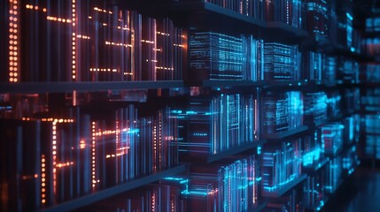 Futuristic Digital Library: Books Transformed into Data Storage Nodes