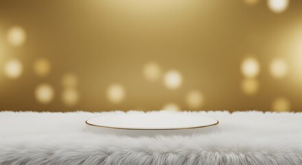 podium stand on gold background to layout for product display