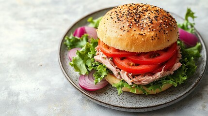 Fresh tuna sandwich on plate