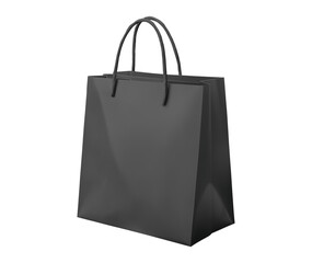black paper bag on transparent background