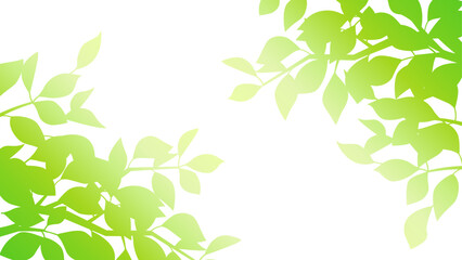 緑色のグラデーションで光との葉の影を表現したイラスト　アスペクト比16：9バージョン