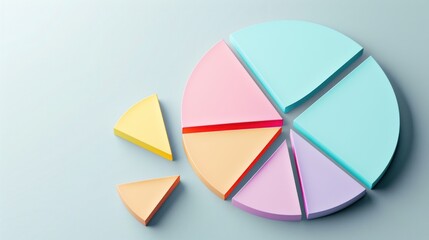 Obraz premium Colorful 3D Pie Chart with Segments for Data Visualization and Business Presentations