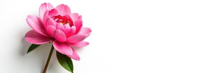 Fototapeta premium Single peony flower isolated on white background, blossom, natural