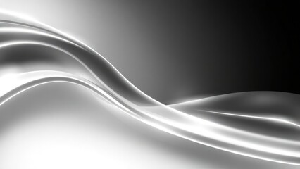 Black white silver gray abstract background for design. Geometric shape. Lines, stripes. 3d effect. Gradient. Light, glow, metallic. Web banner. Wide. Panoramic.