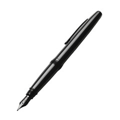 A classic black ink pen isolated on transparent background