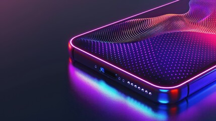 Futuristic Smartphone with Neon Lights and Dot Matrix Display HighTech Device Modern Technol