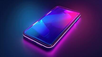 Futuristic Smartphone with Neon Lights and Gradient Colors Modern Technology Device HighTech