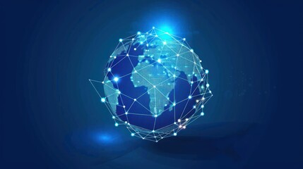 Global Connectivity A Digital Network Enveloping the Earth in Blue Light