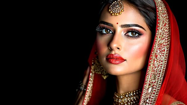 Radiant Indian Bride in Red Bridal Attire
