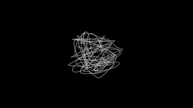 Grunge Chaotic White Scribble Lines on Transparent Background