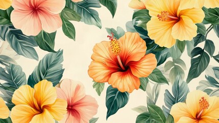 DesignCreativity Seamless Floral View Watercolor Foliage