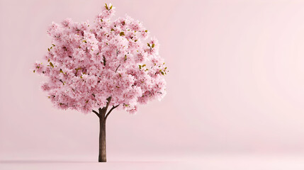 Obraz premium Pink Cherry Blossom Tree Against Pink Background