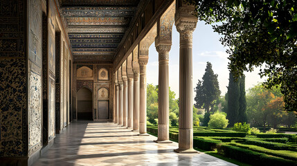 Obraz premium Sunlit Courtyard Of A Historic Palace
