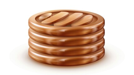 Stack of Shiny Gold Coins with Internet Symbol Digital Currency Online Payment Financial Ico