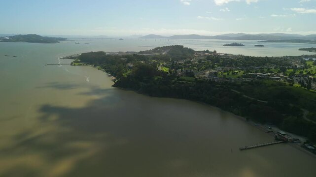 Aerial View, San Rafael, Green Rolling Hills, San Pablo Bay
