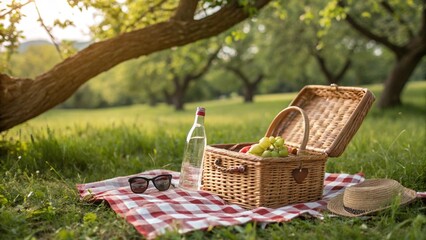 Picnic setup, highlighting the outdoor and leisure theme.
