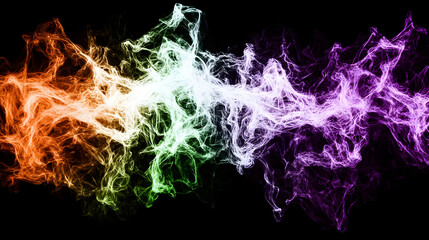 Naklejka premium Abstract Digital Artwork Of Flowing Particles In Vibrant Colors Against Black Background