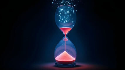 Sand leaves glowing trails in phosphorescent hourglass. Waist controls fade duration. Chamber accumulates light memories.